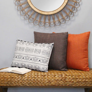 Burnt Orange Tweed Textured Velvet Square Pillow