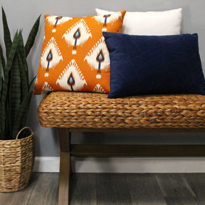 Orange Ikat Design Square Pillow