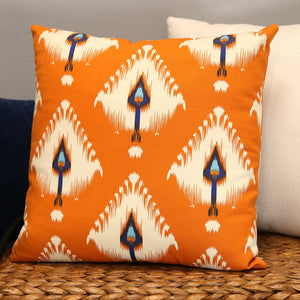 Orange Ikat Design Square Pillow