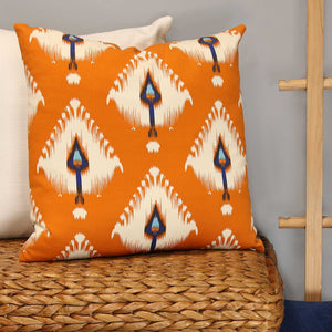 Orange Ikat Design Square Pillow