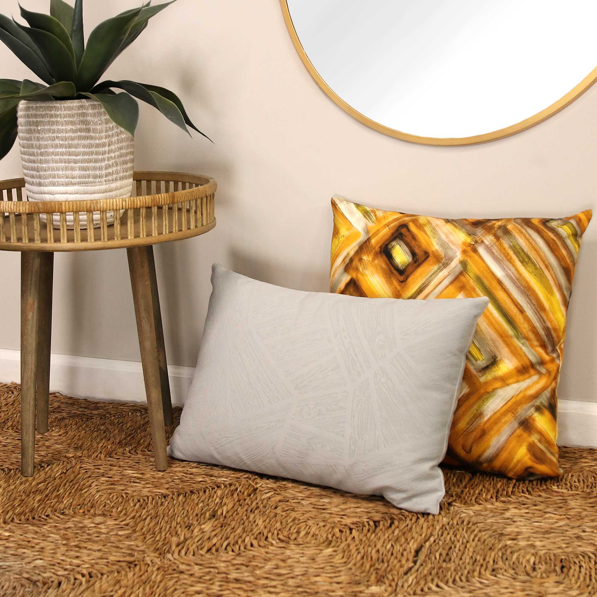 Tonal Grey Abstract Design Velvet Lumbar Pillow