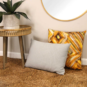 Tonal Grey Abstract Design Velvet Lumbar Pillow