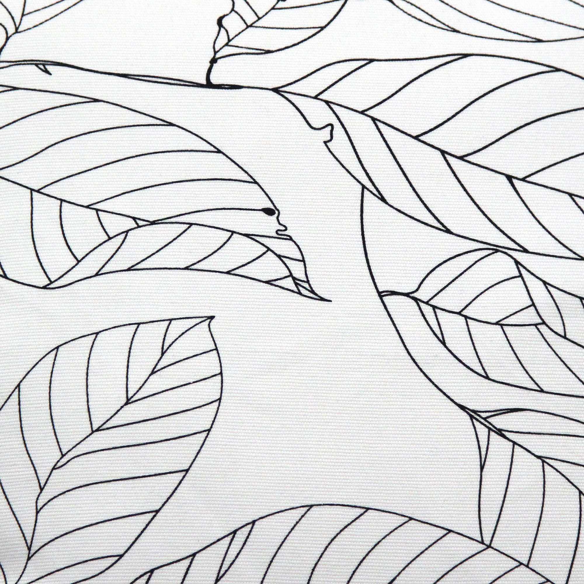Black on White Leaf Outline Square Pillow
