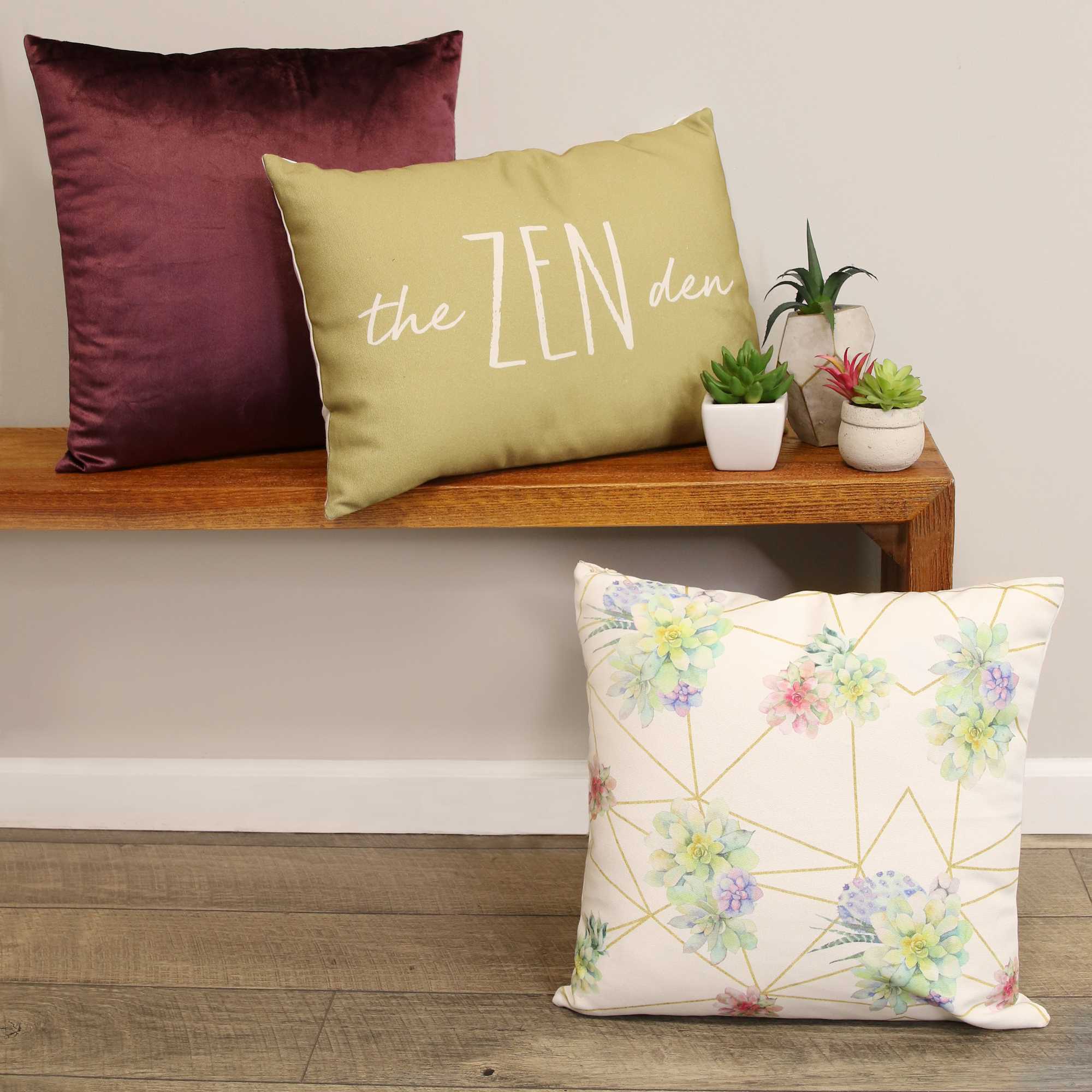 Modern Succulent Abstract Square Pillow