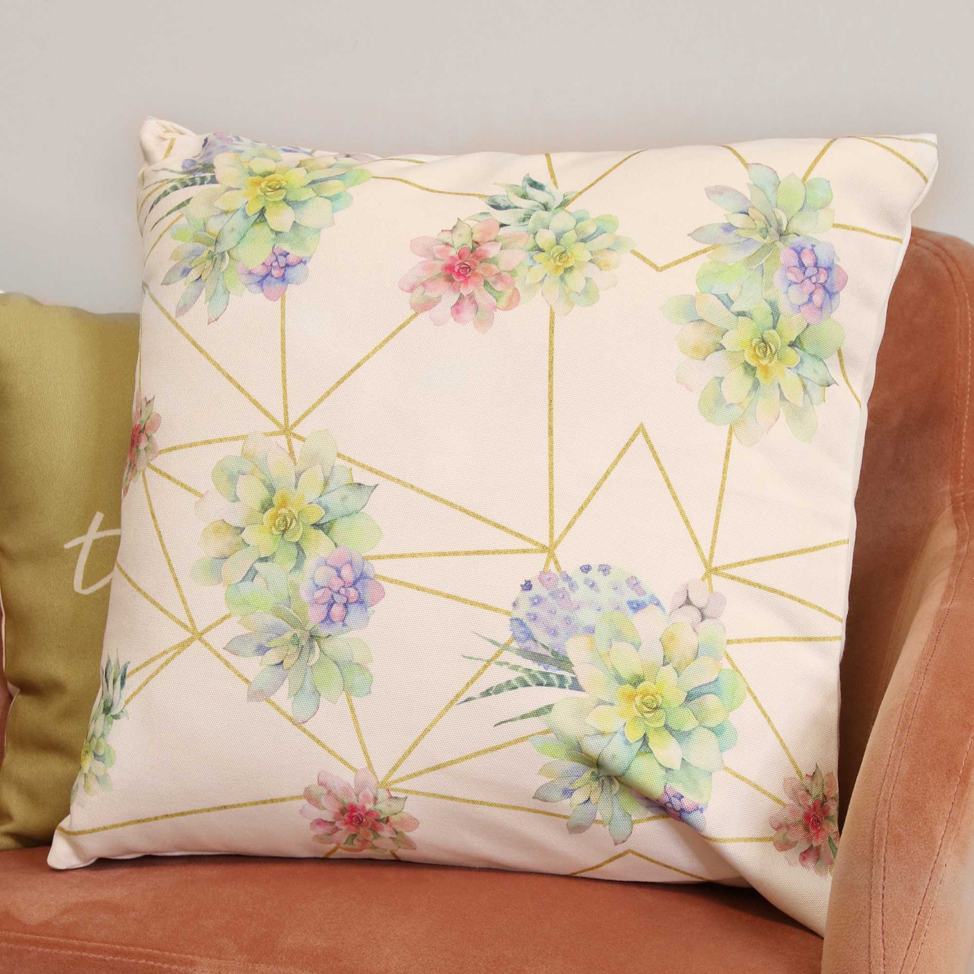 Modern Succulent Abstract Square Pillow