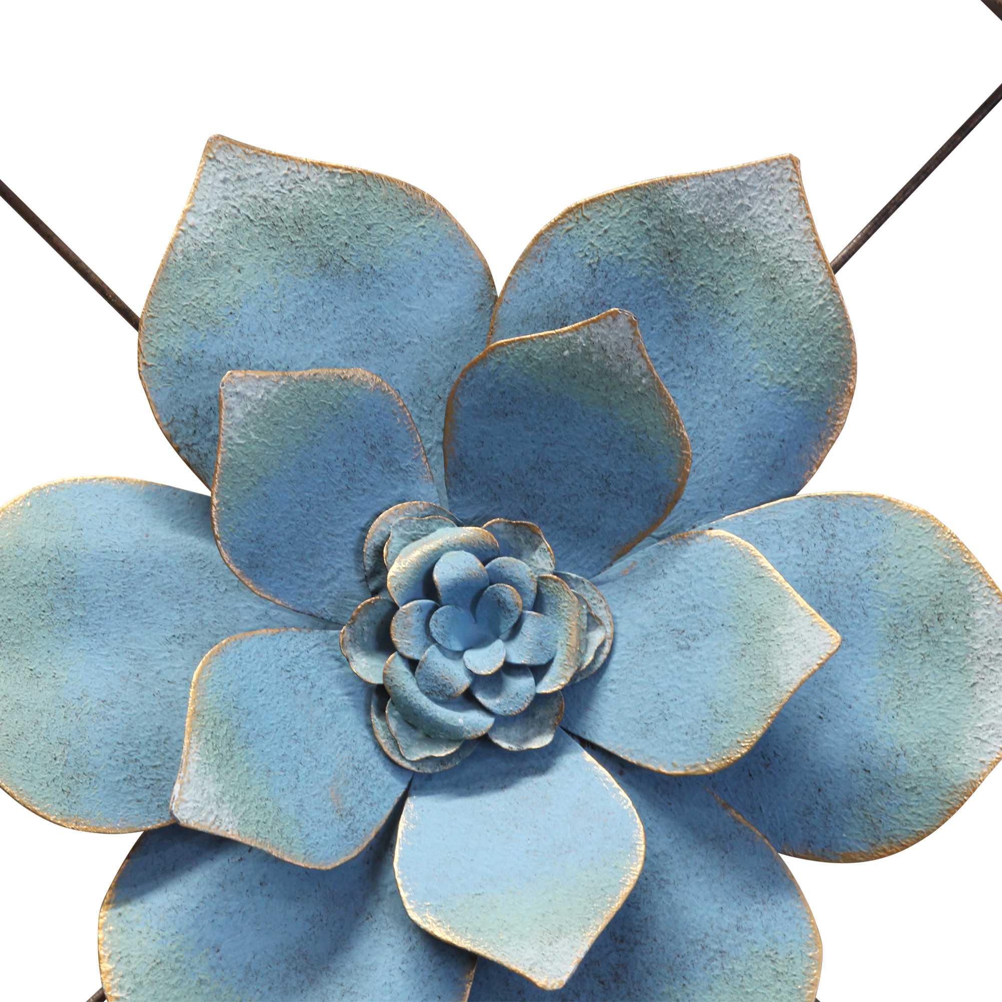 Sophisticated Metal & Wood Framed Wall Flower