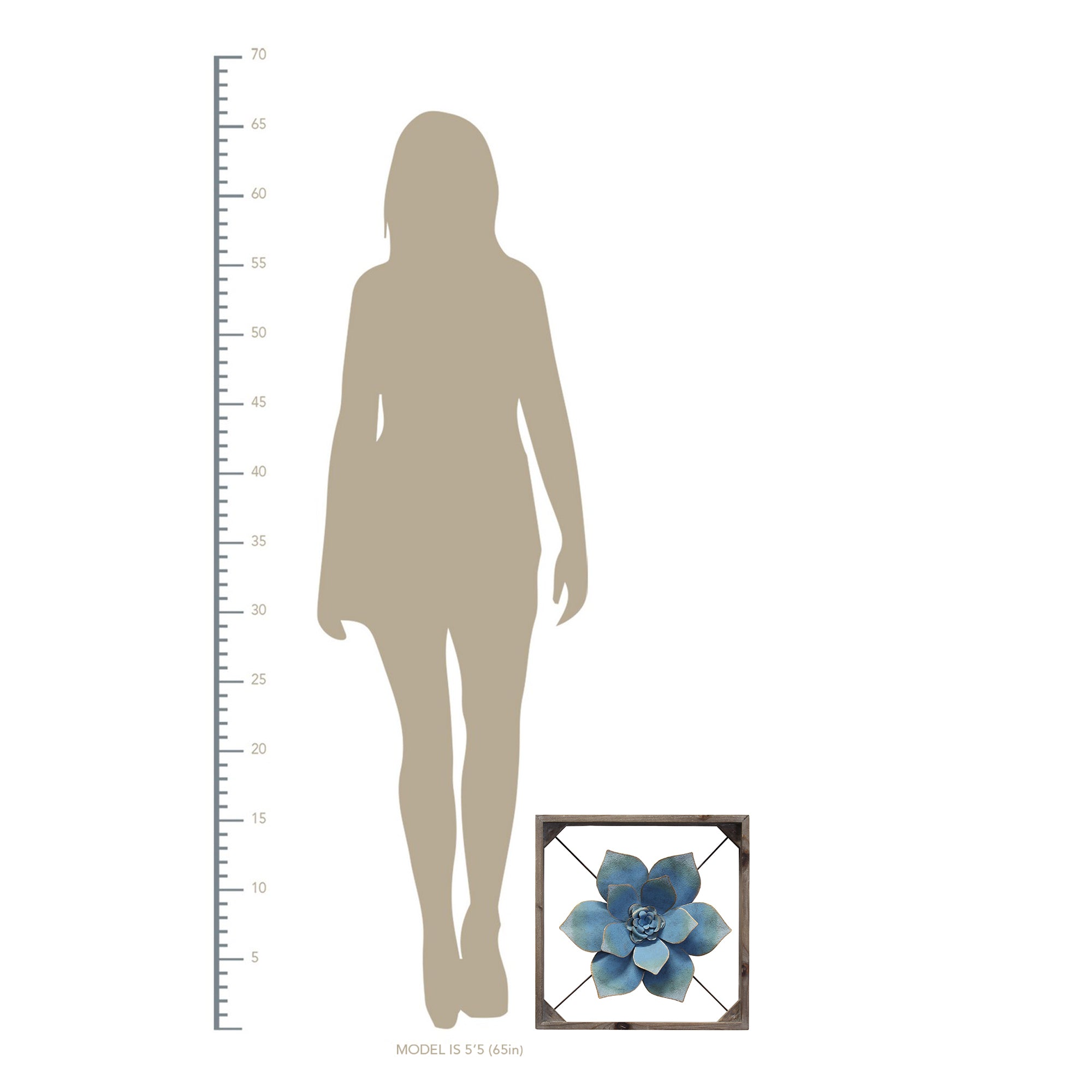 Sophisticated Metal & Wood Framed Wall Flower