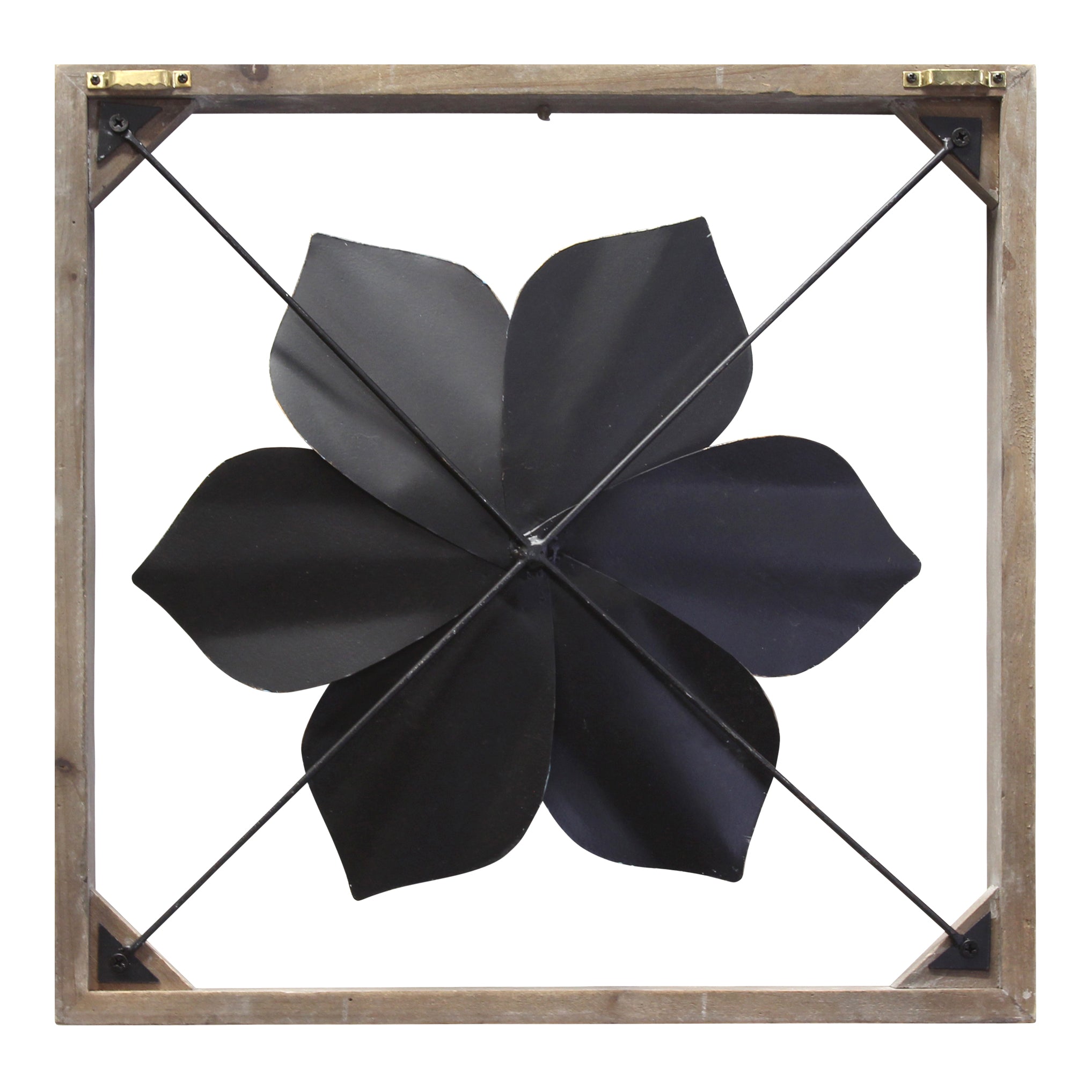 Sophisticated Metal & Wood Framed Wall Flower