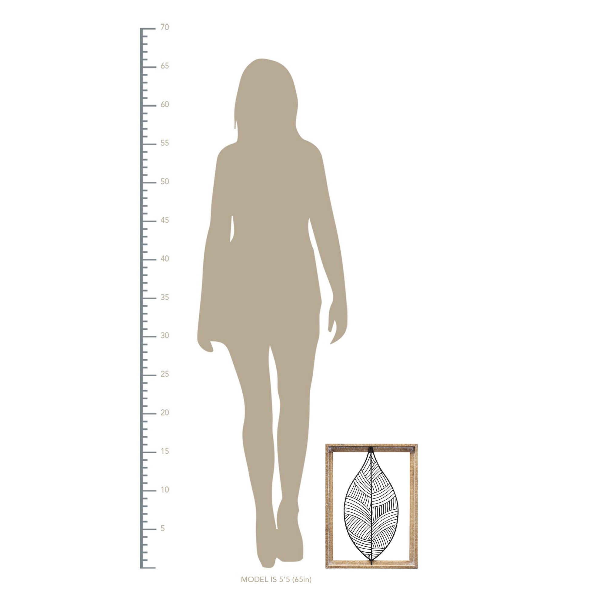 Distressed Outdoor Metal Leaf and Wood Frame Wall Art