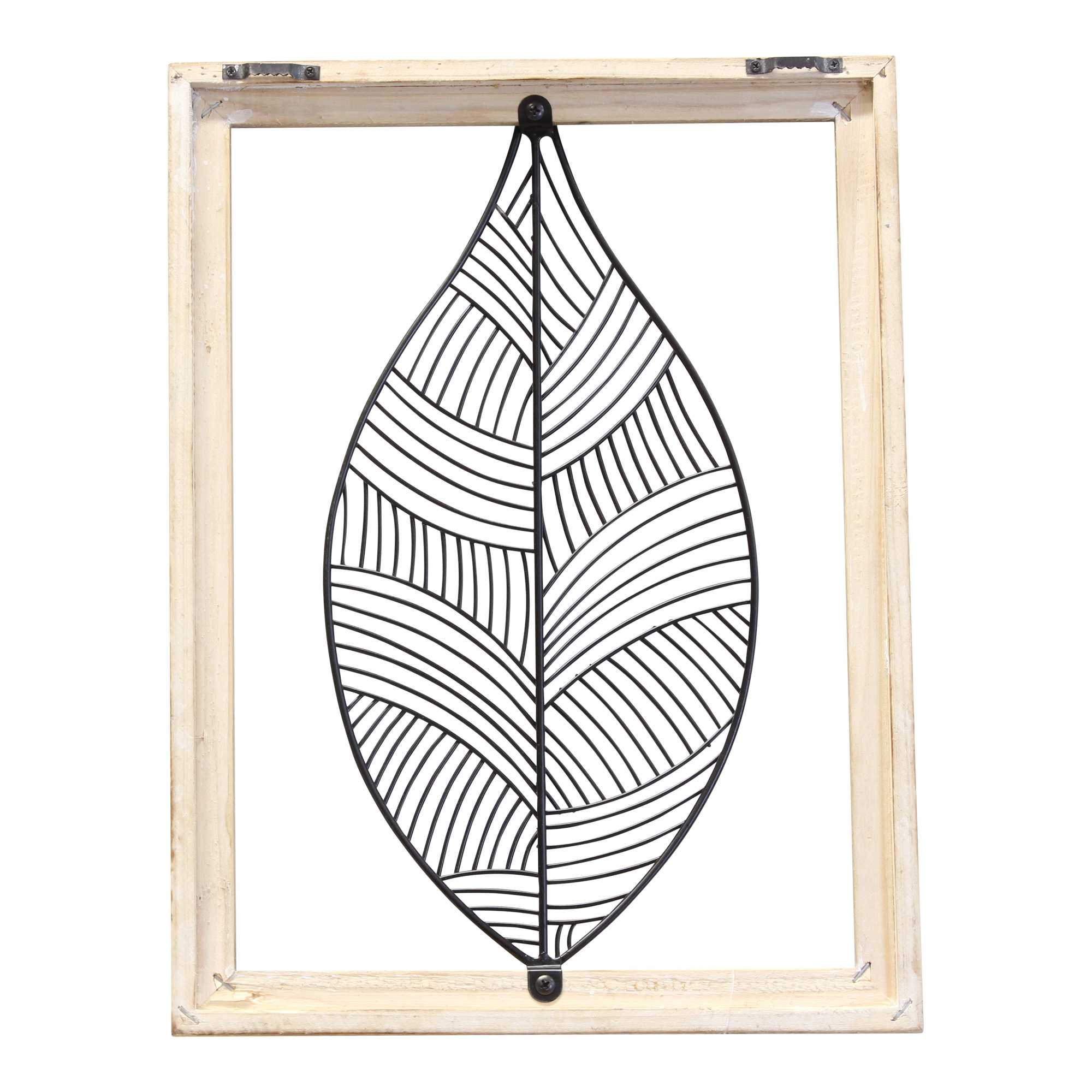 Distressed Outdoor Metal Leaf and Wood Frame Wall Art
