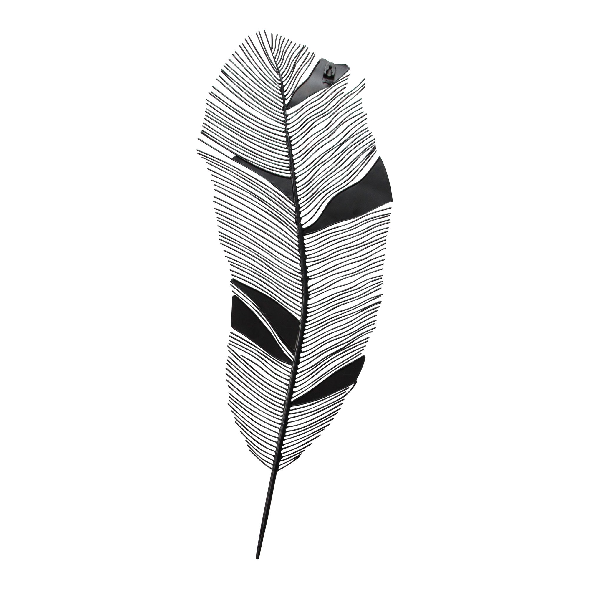Matte Black Metal Wall Feather