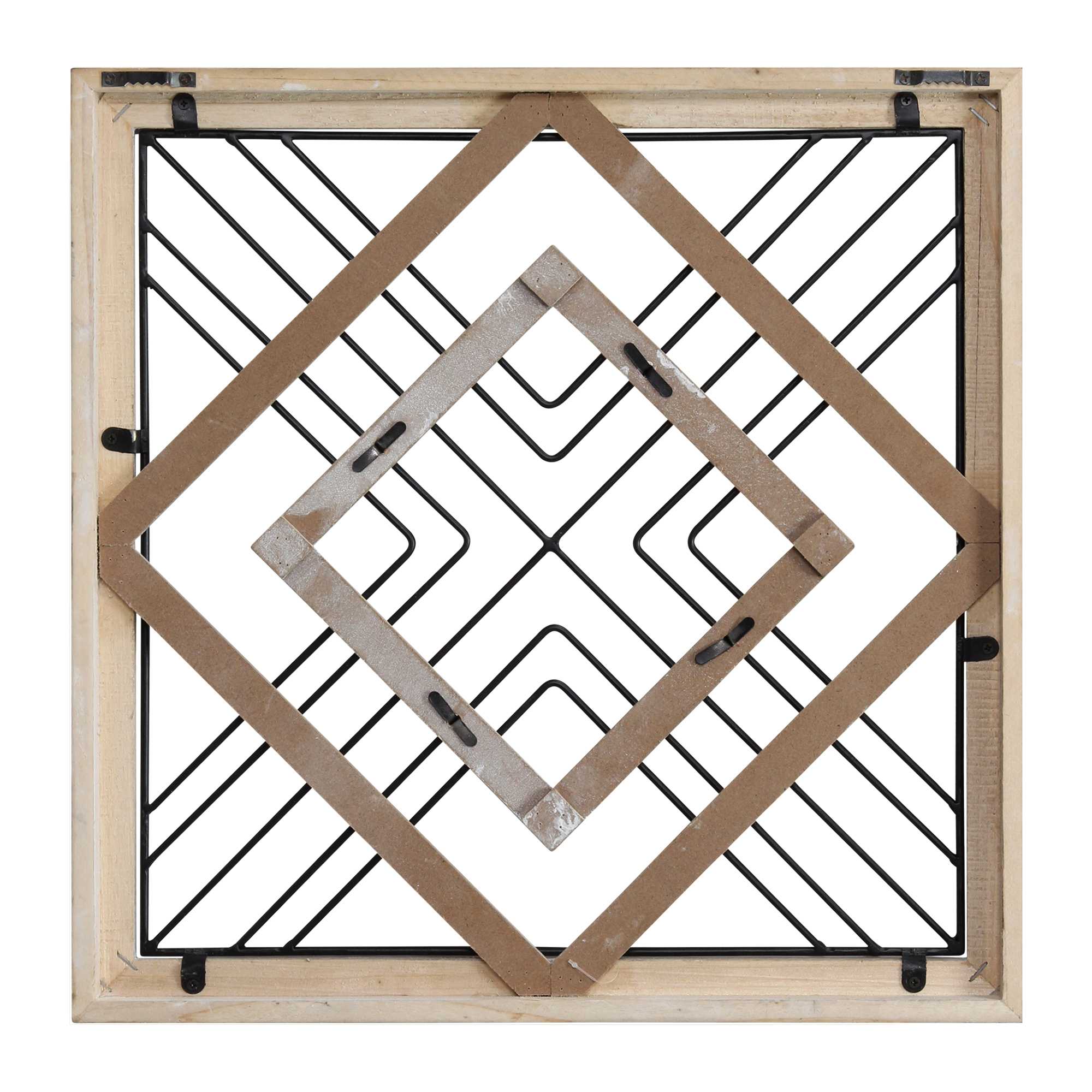 Sqaure Wood & Metal Geometric Plate Wall Decor