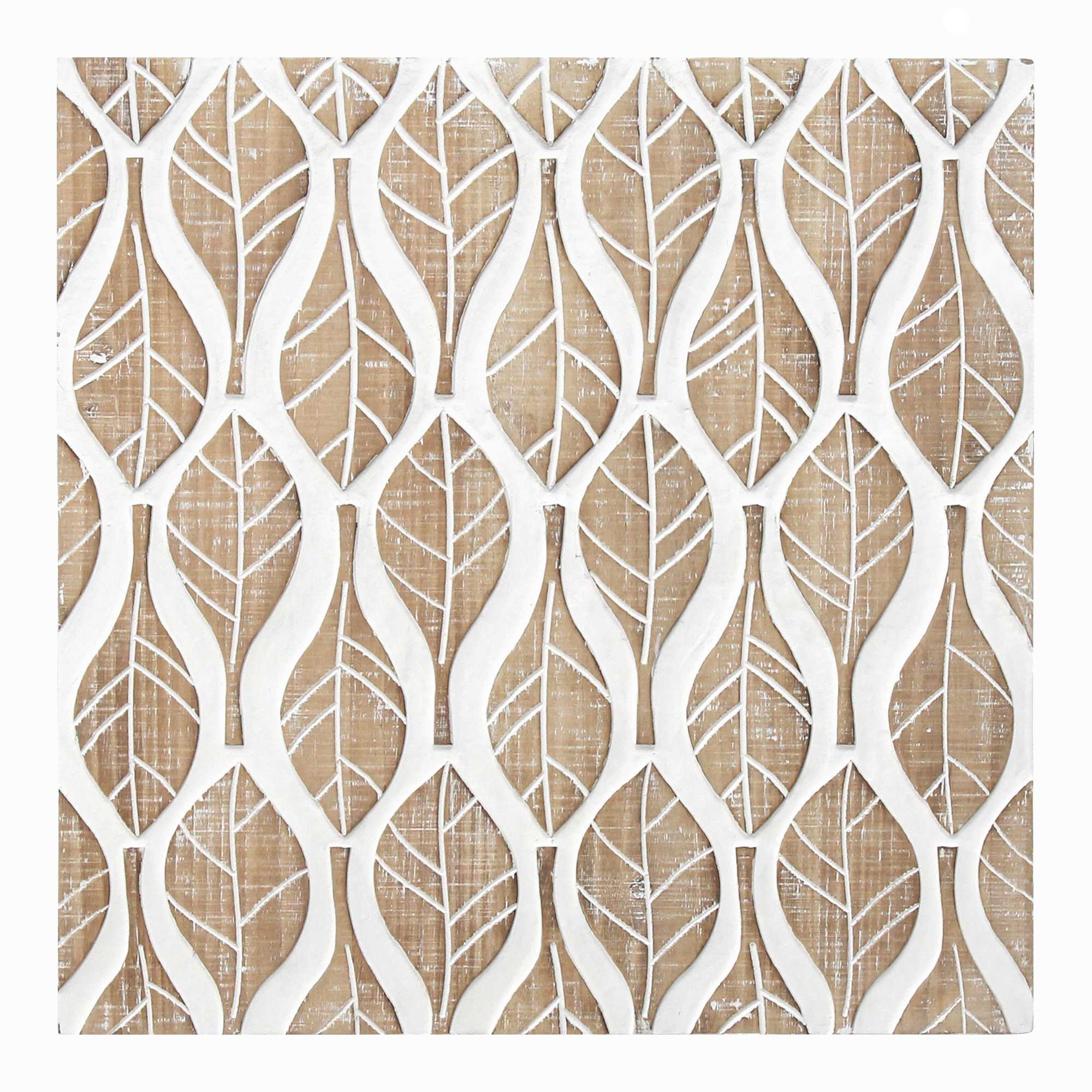 Carved Leaf White Wood Wall Decor