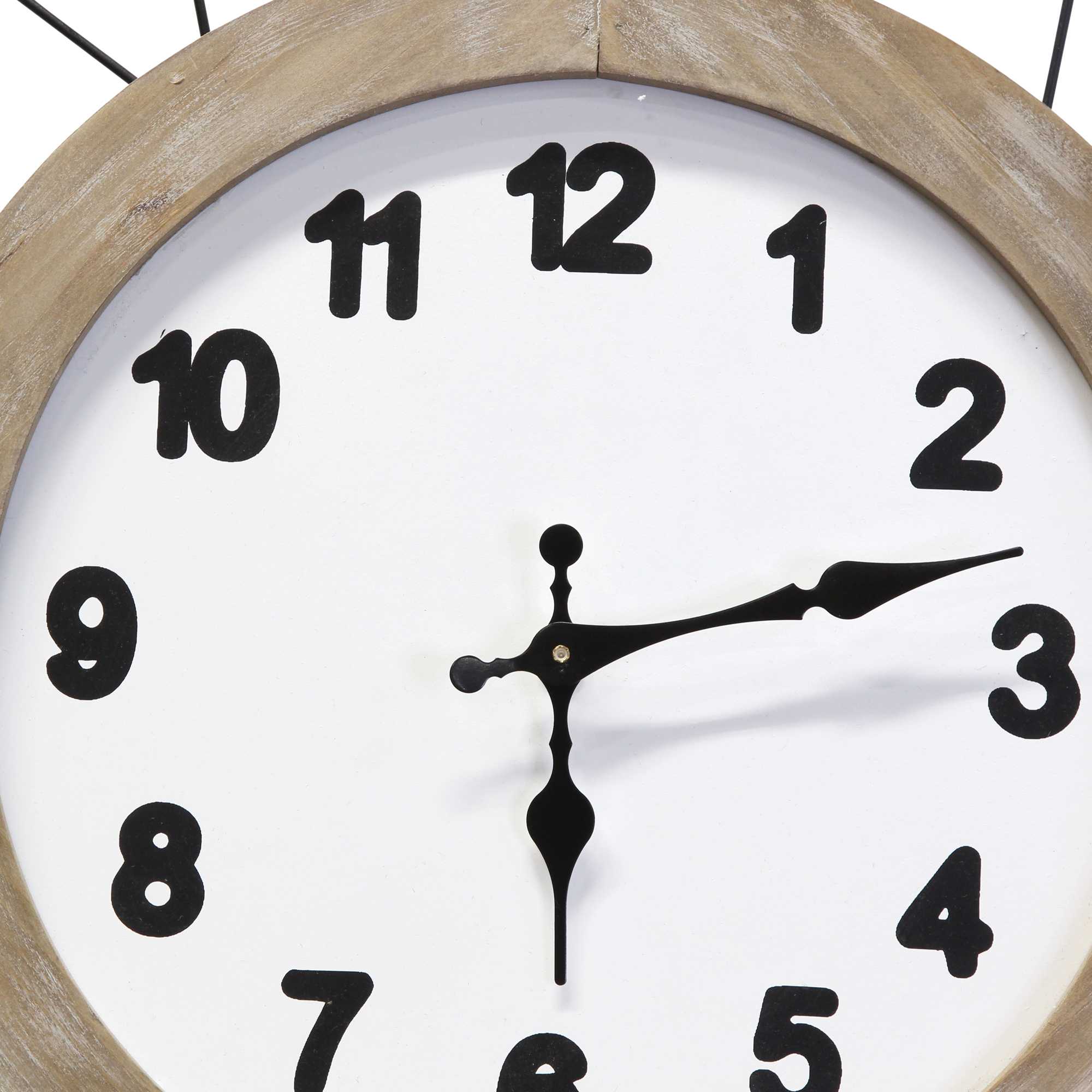 28" White Wood & Metal Frame / Wall Clock