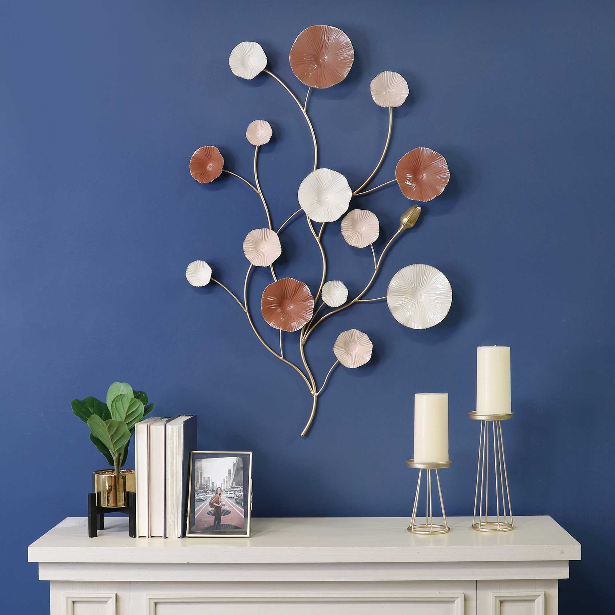 Shimmering Floral Metal Flower Blossom Wall Decor