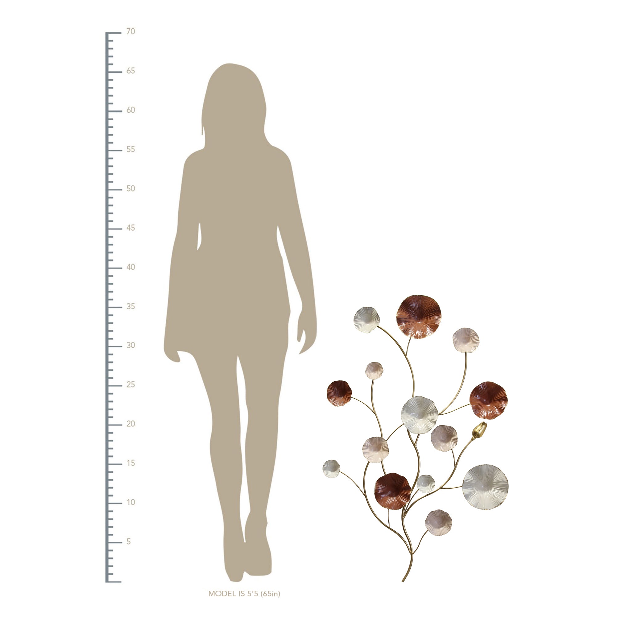 Shimmering Floral Metal Flower Blossom Wall Decor