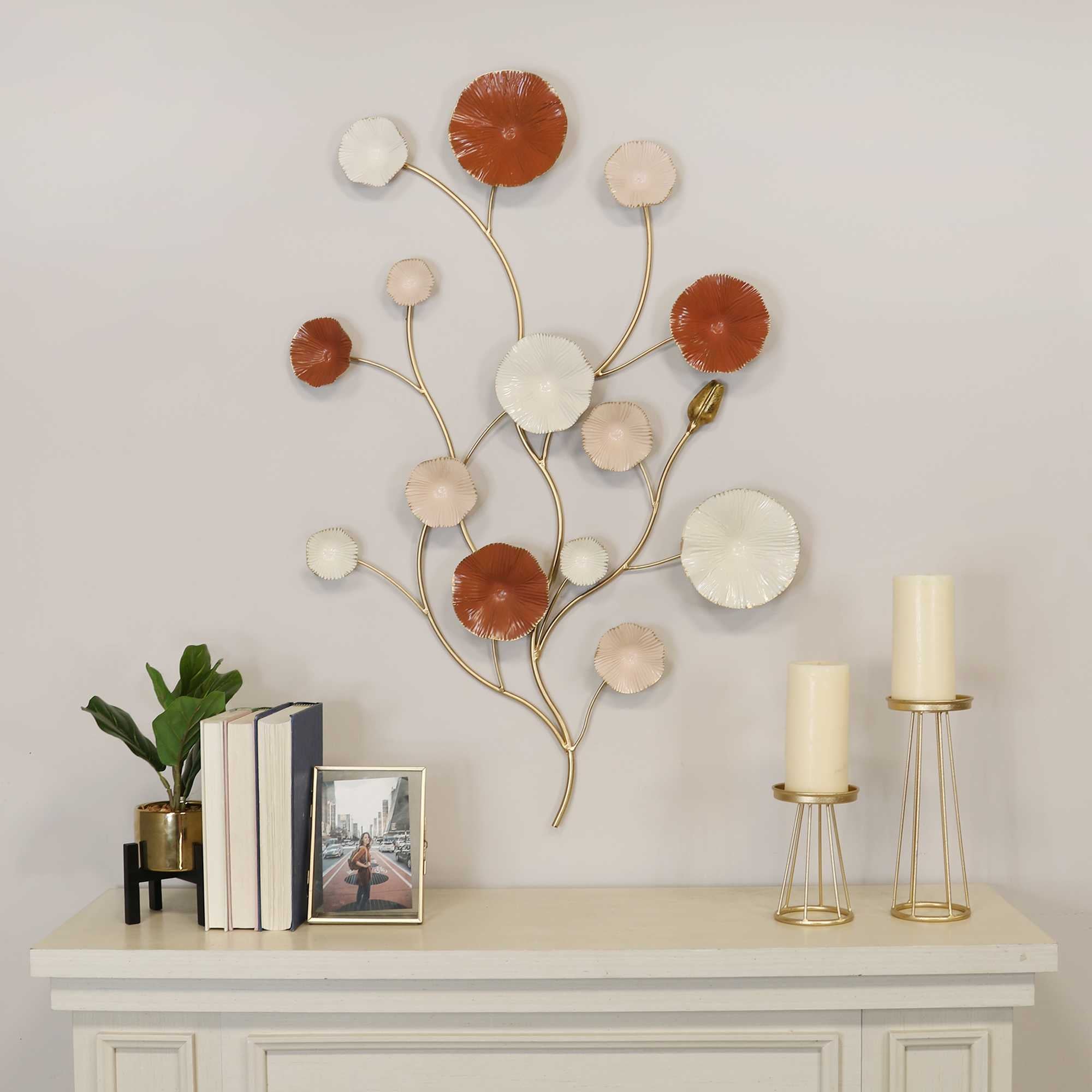 Shimmering Floral Metal Flower Blossom Wall Decor