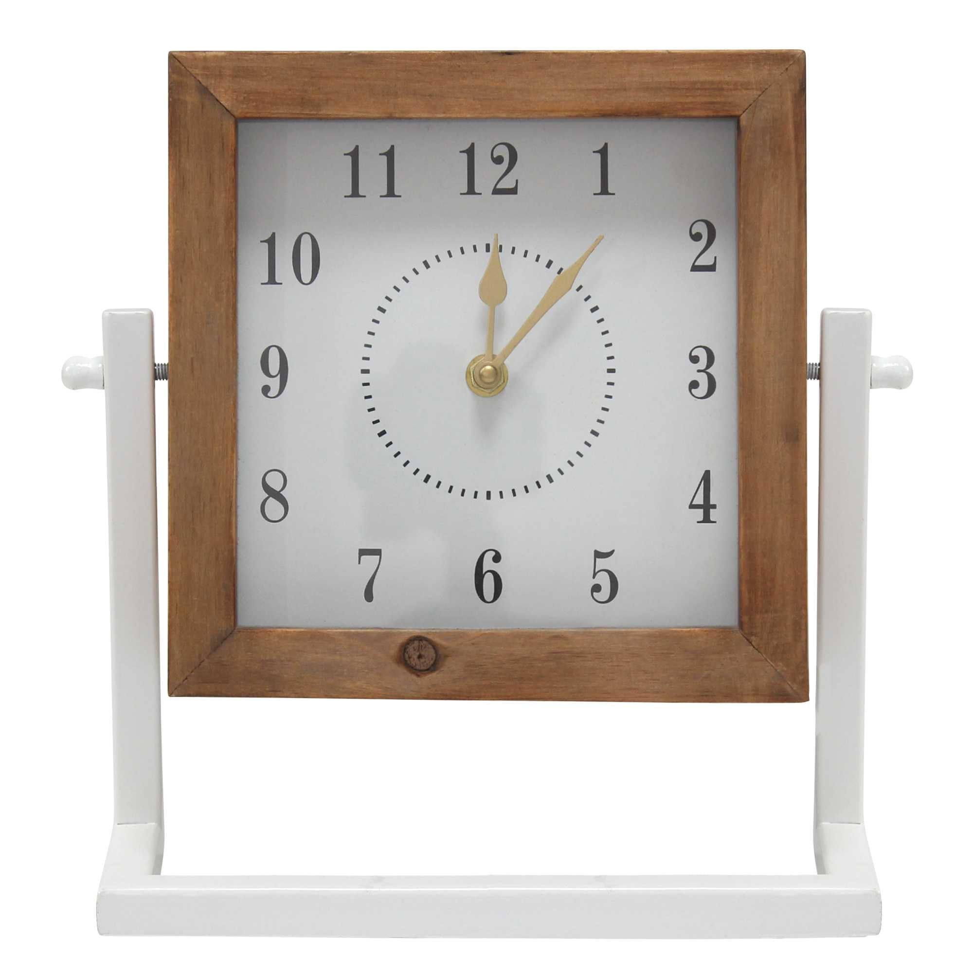 Gavin Square Wood and Metal   Tabletop Clock