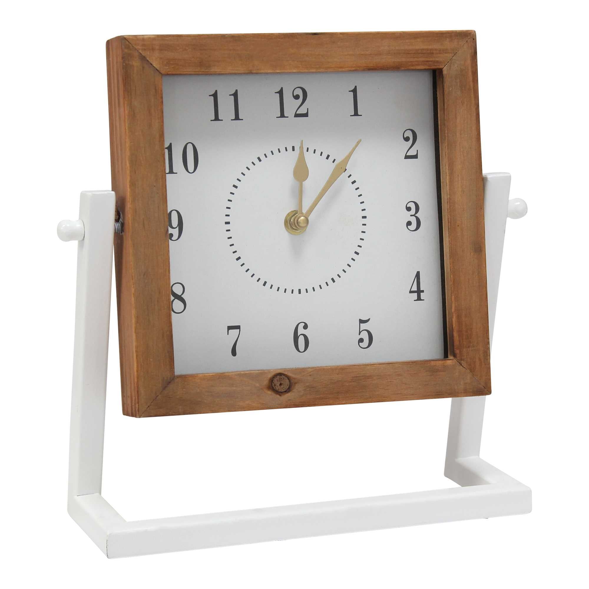 Gavin Square Wood and Metal   Tabletop Clock