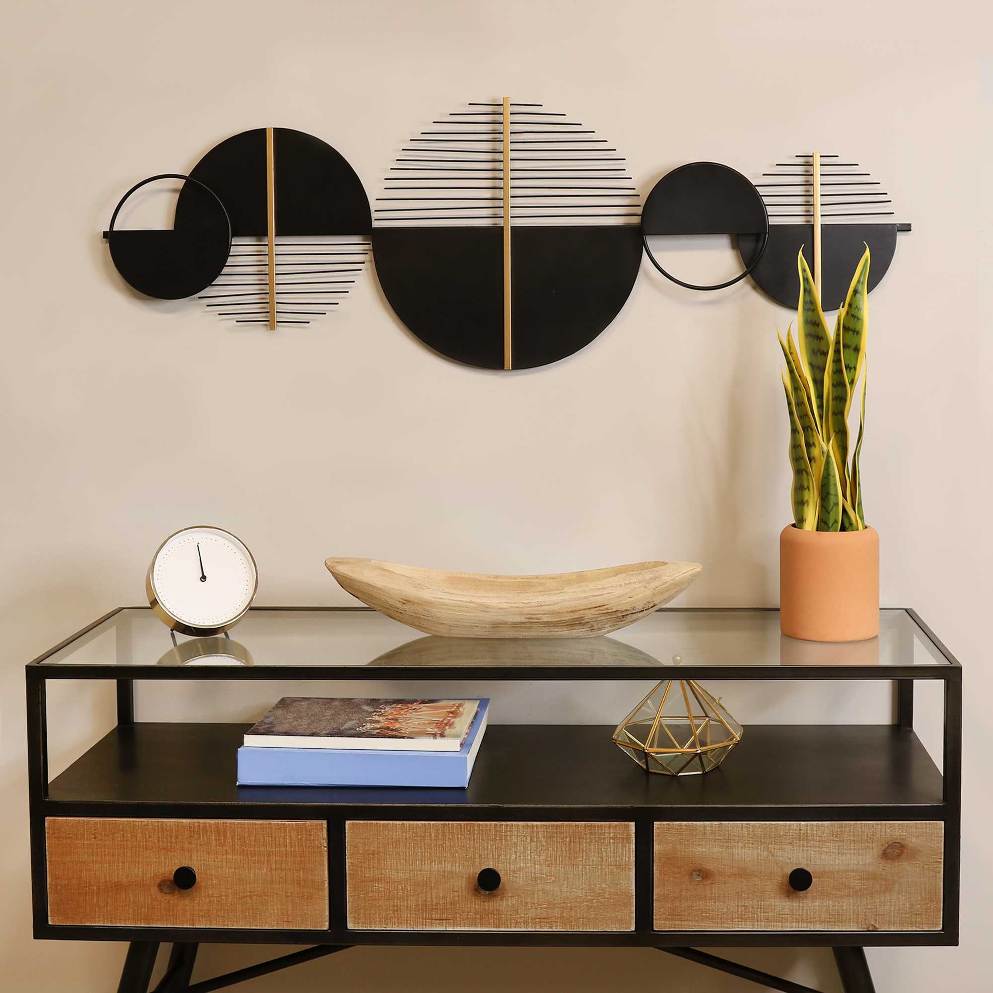48" Black & Gold Modern Metal Centerpiece