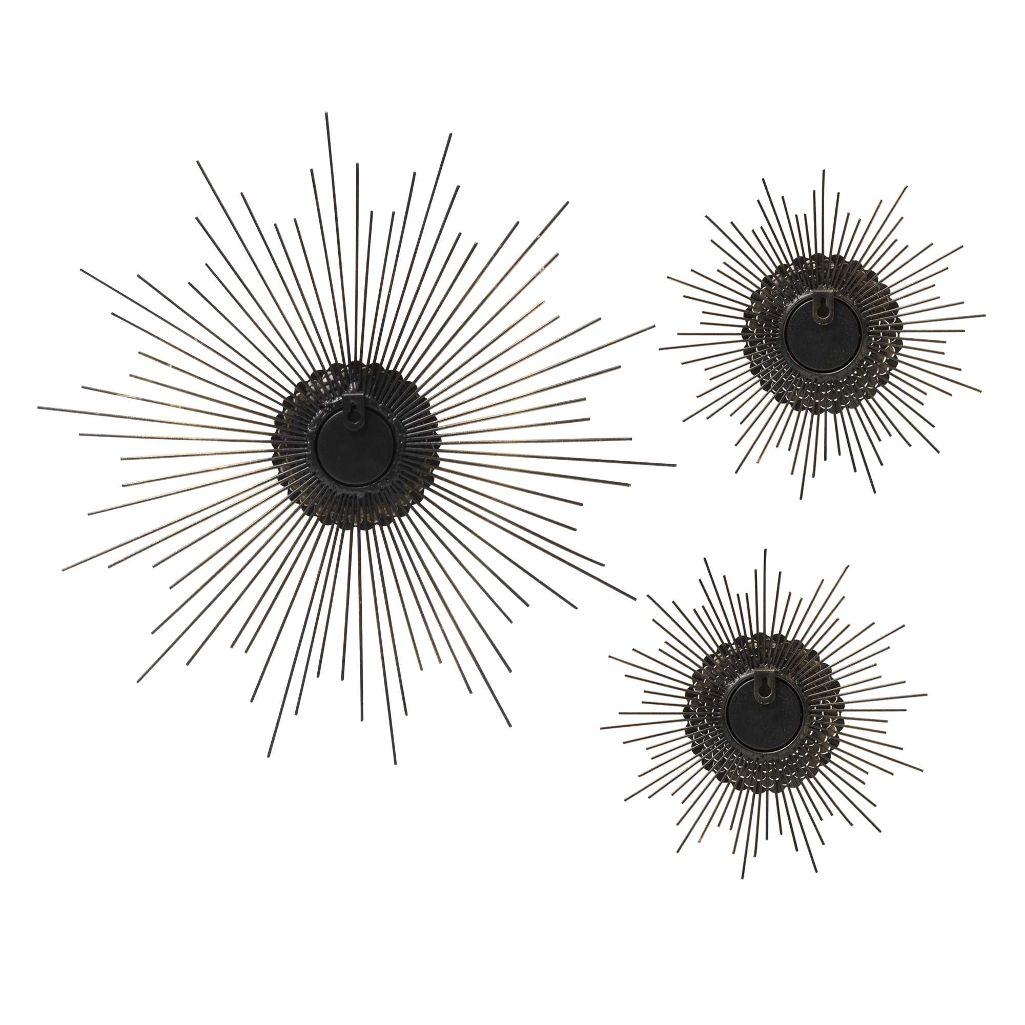 S/3 Gold Starburst Wall Mirrors