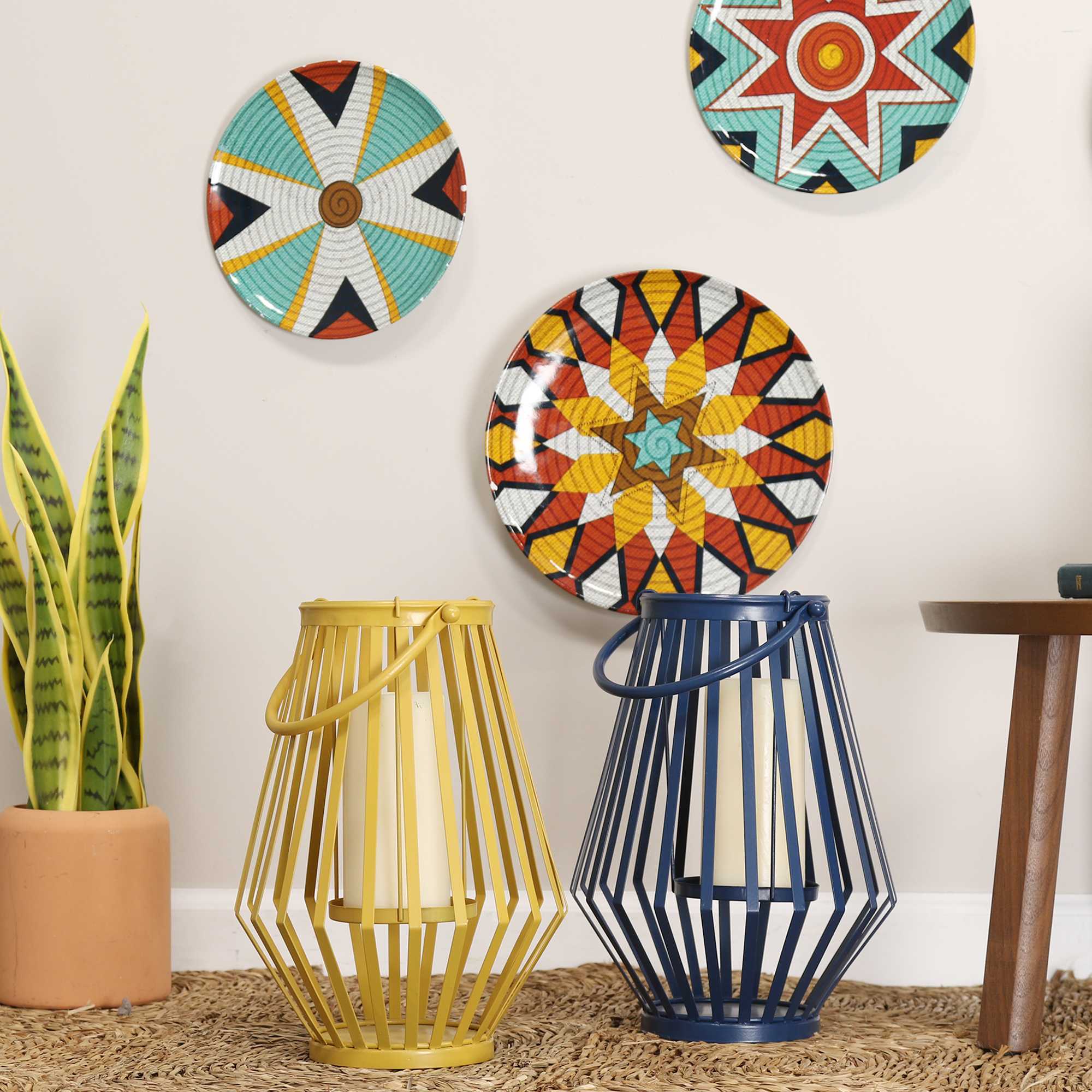 Handcrafted Blue Metal Lantern