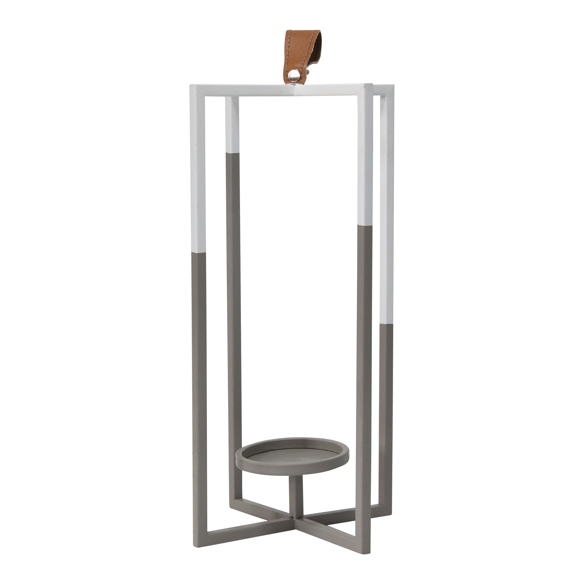 Grey and White Metal Farmhouse Lantern