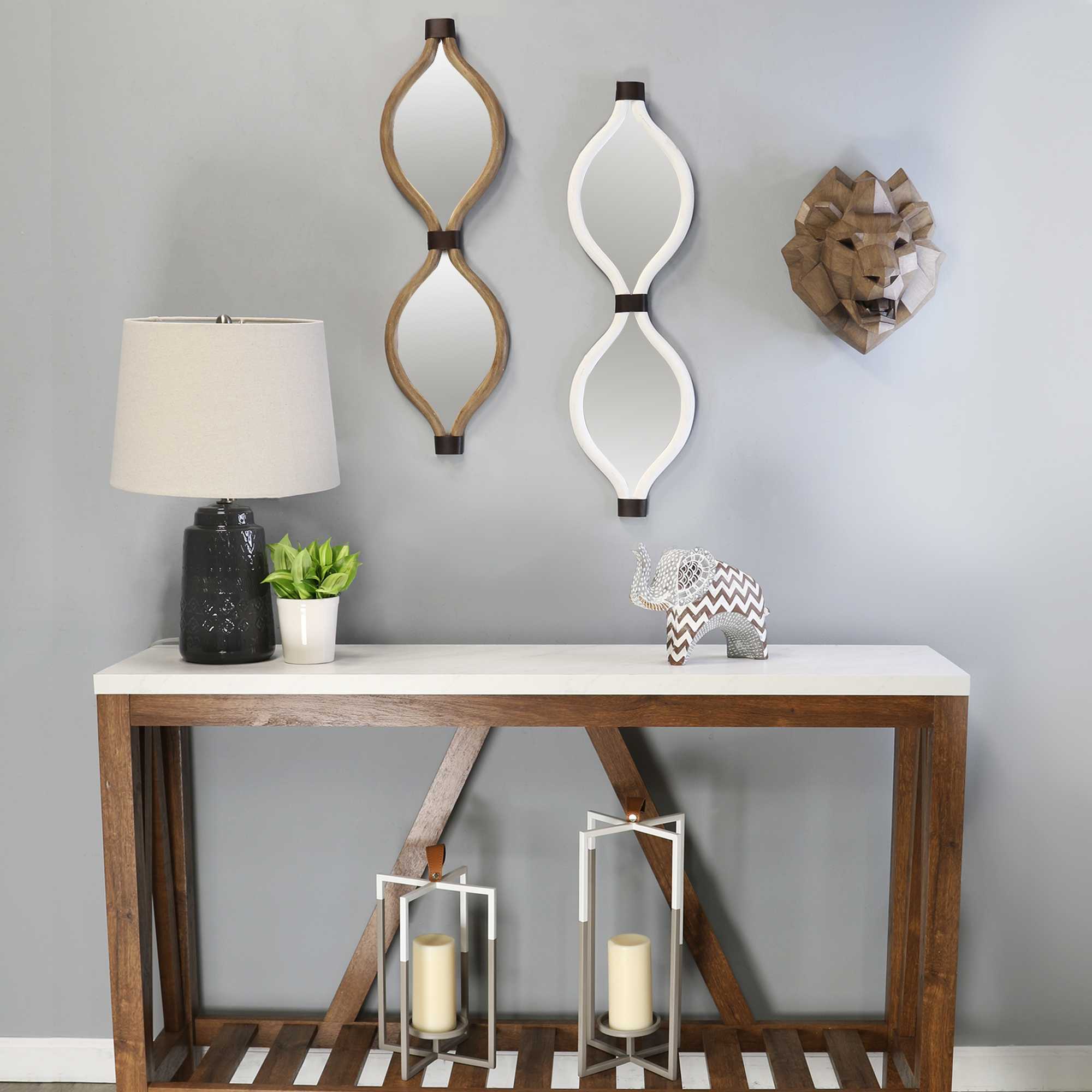 Grey and White Metal Farmhouse Lantern