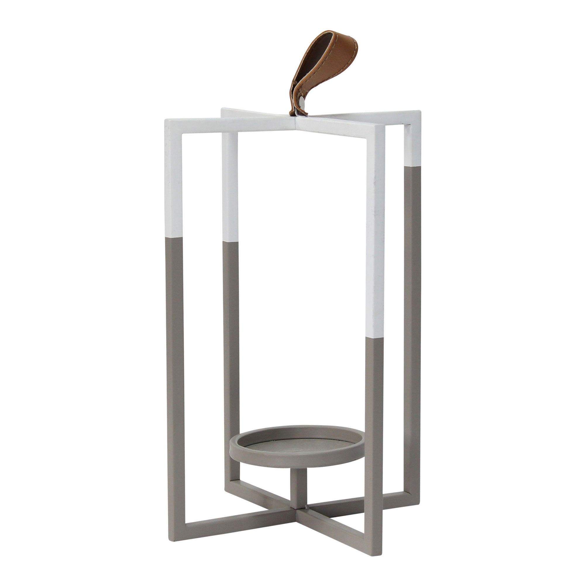 Grey White Metal Farmhouse Lantern