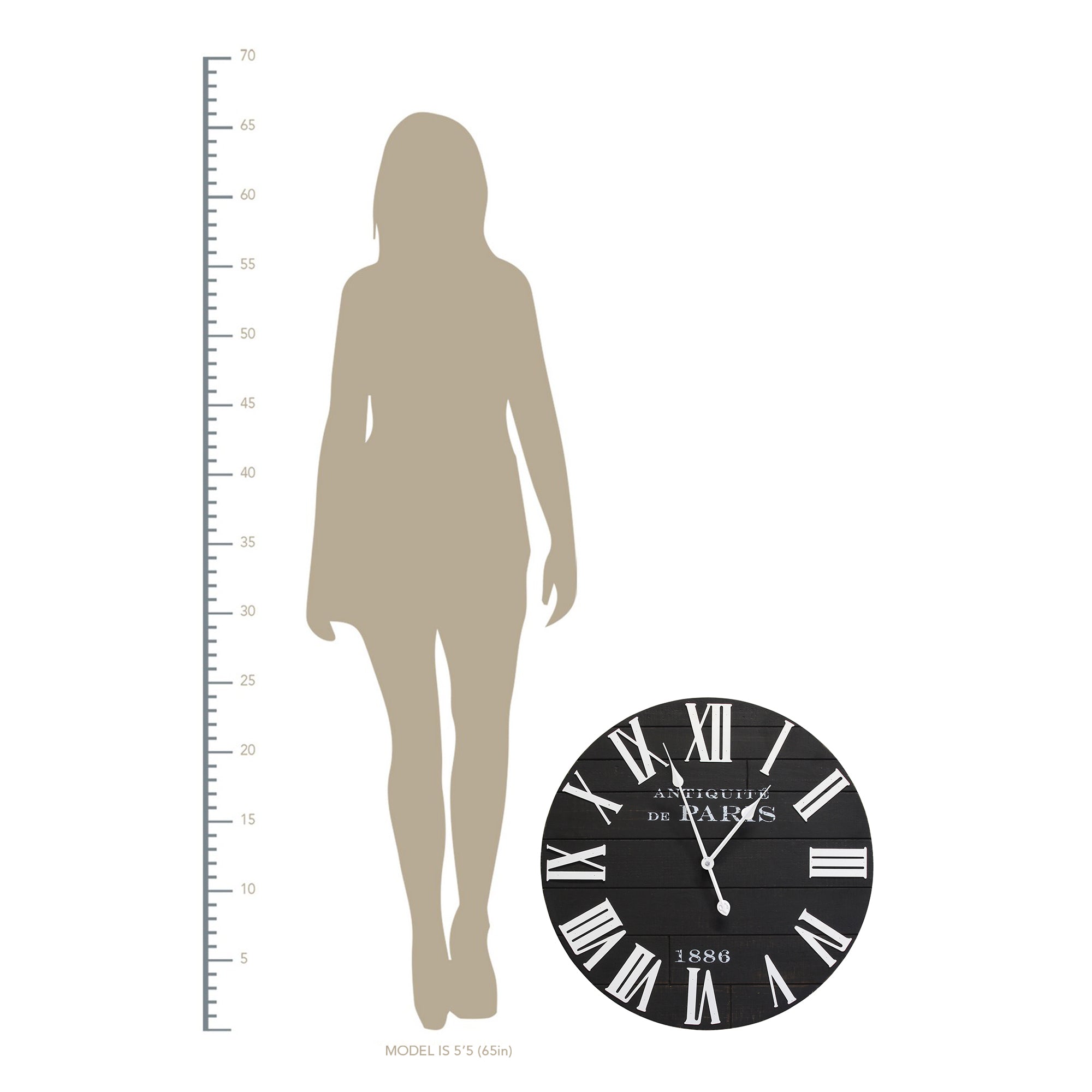 24" Vincent Black and White Wood   Wall Clock