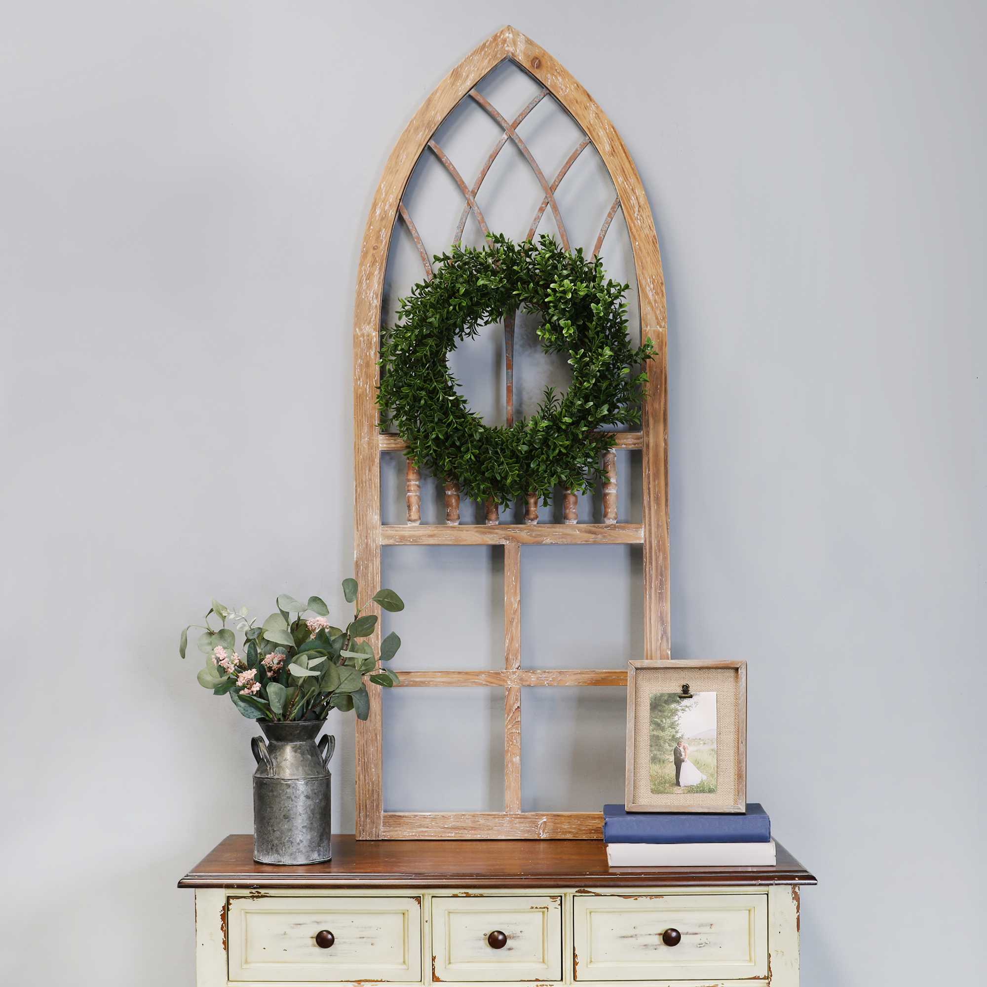 Cathedral-Style Wood and Metal Arch Panel