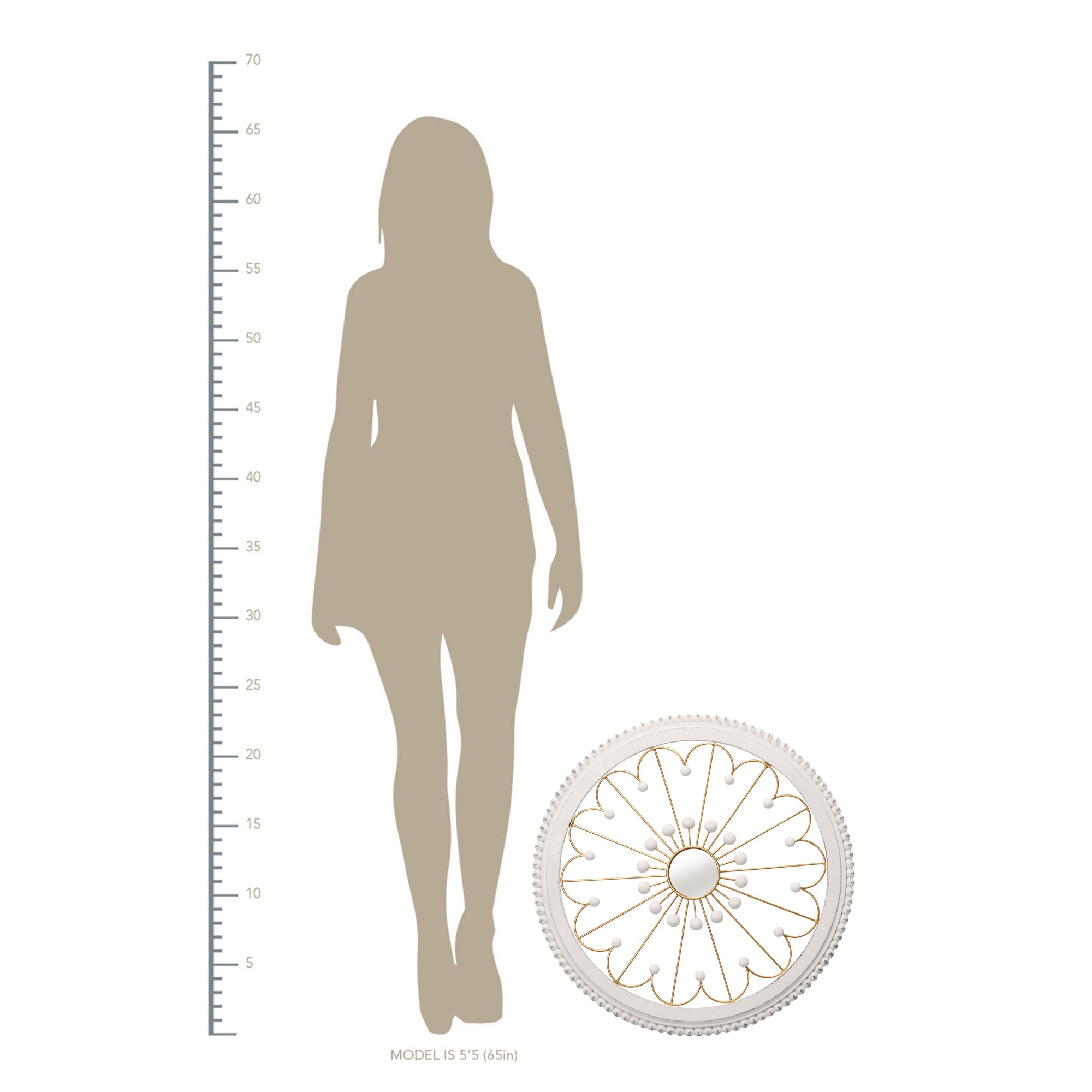 3.5" Round Medallion Wood and Metal Wall Mirror