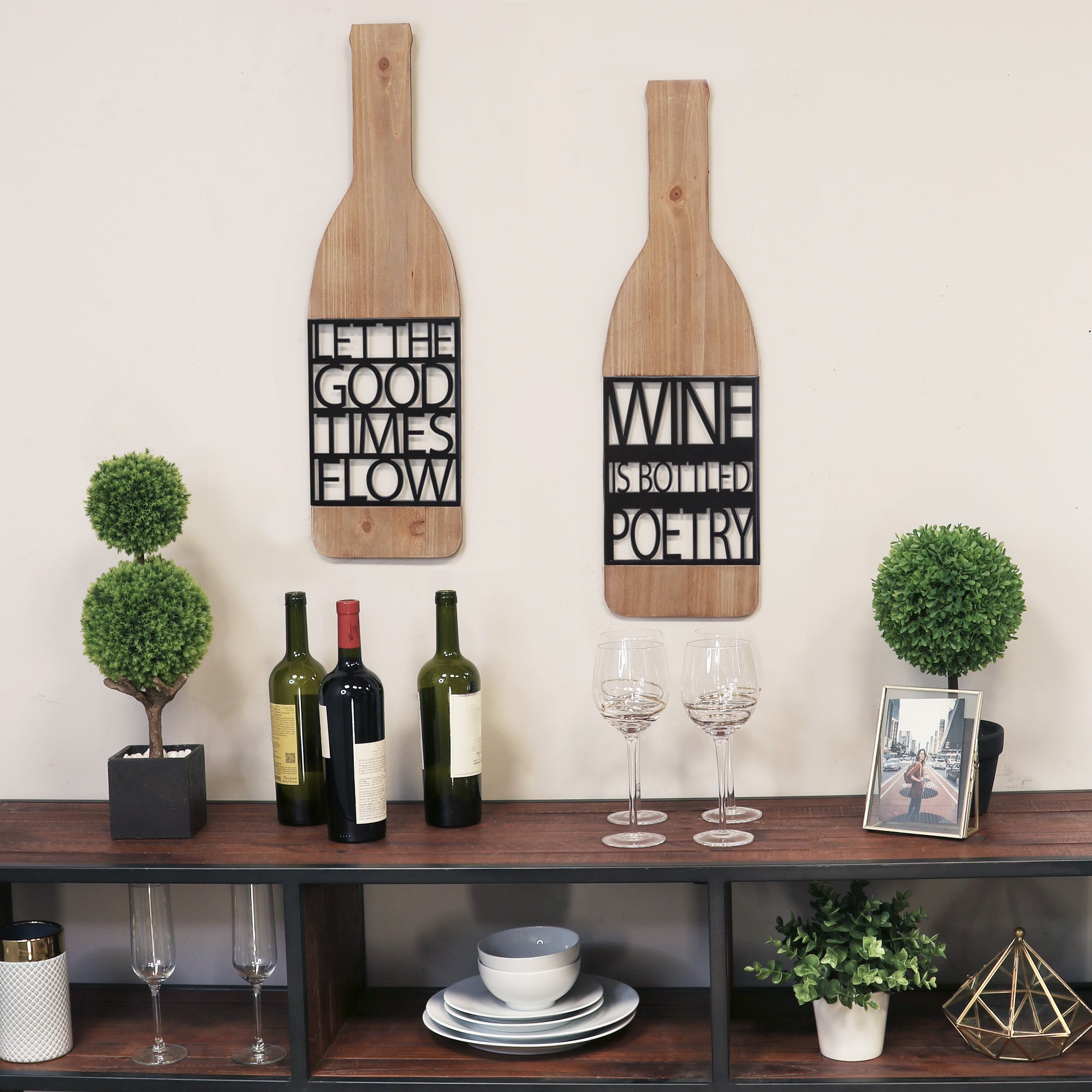 "Wine is Bottled Poetry" Metal and Wood Wall Decor