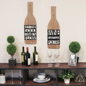"Wine is Bottled Poetry" Metal and Wood Wall Decor
