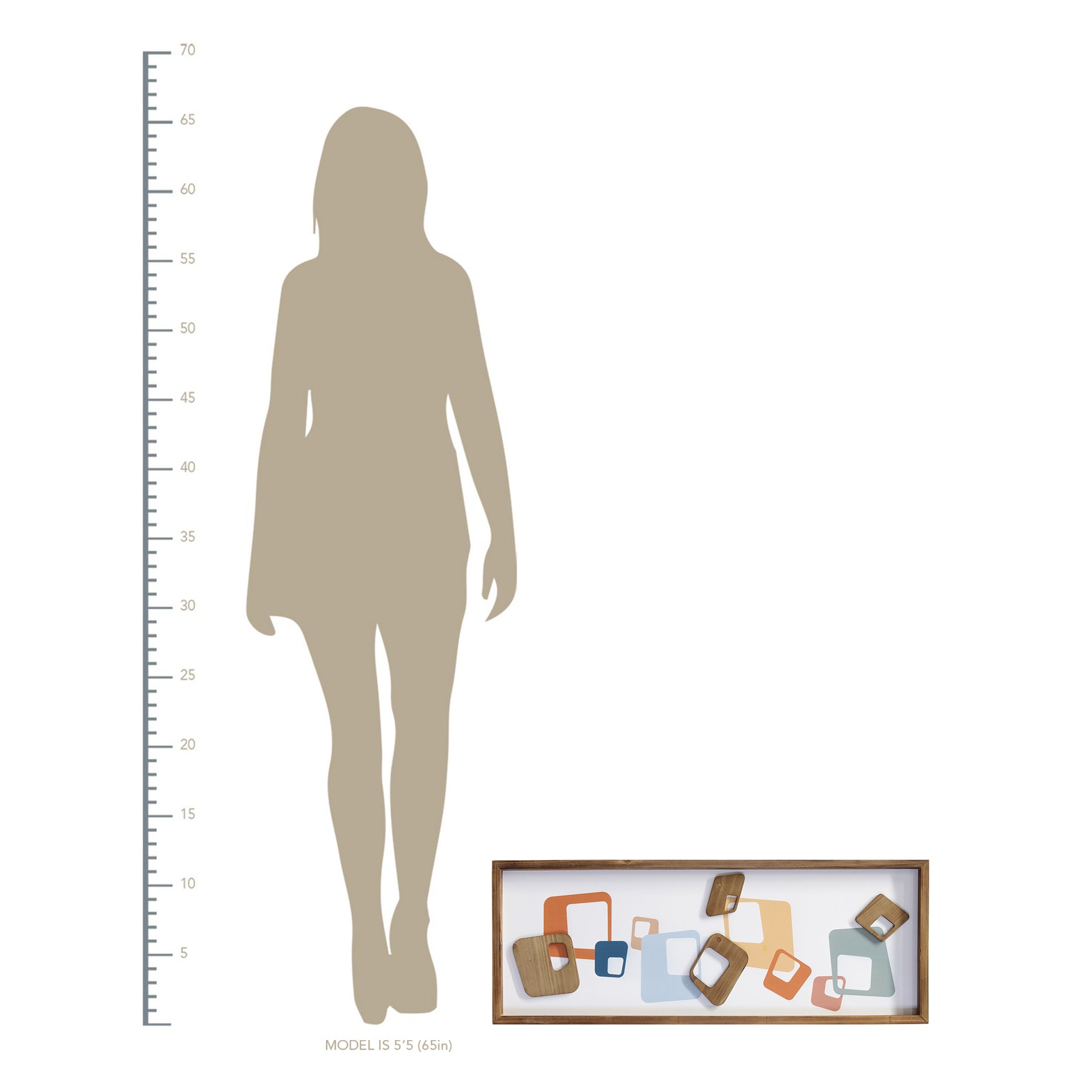 Multi Color Geometric Wood Framed 3D Wall Art