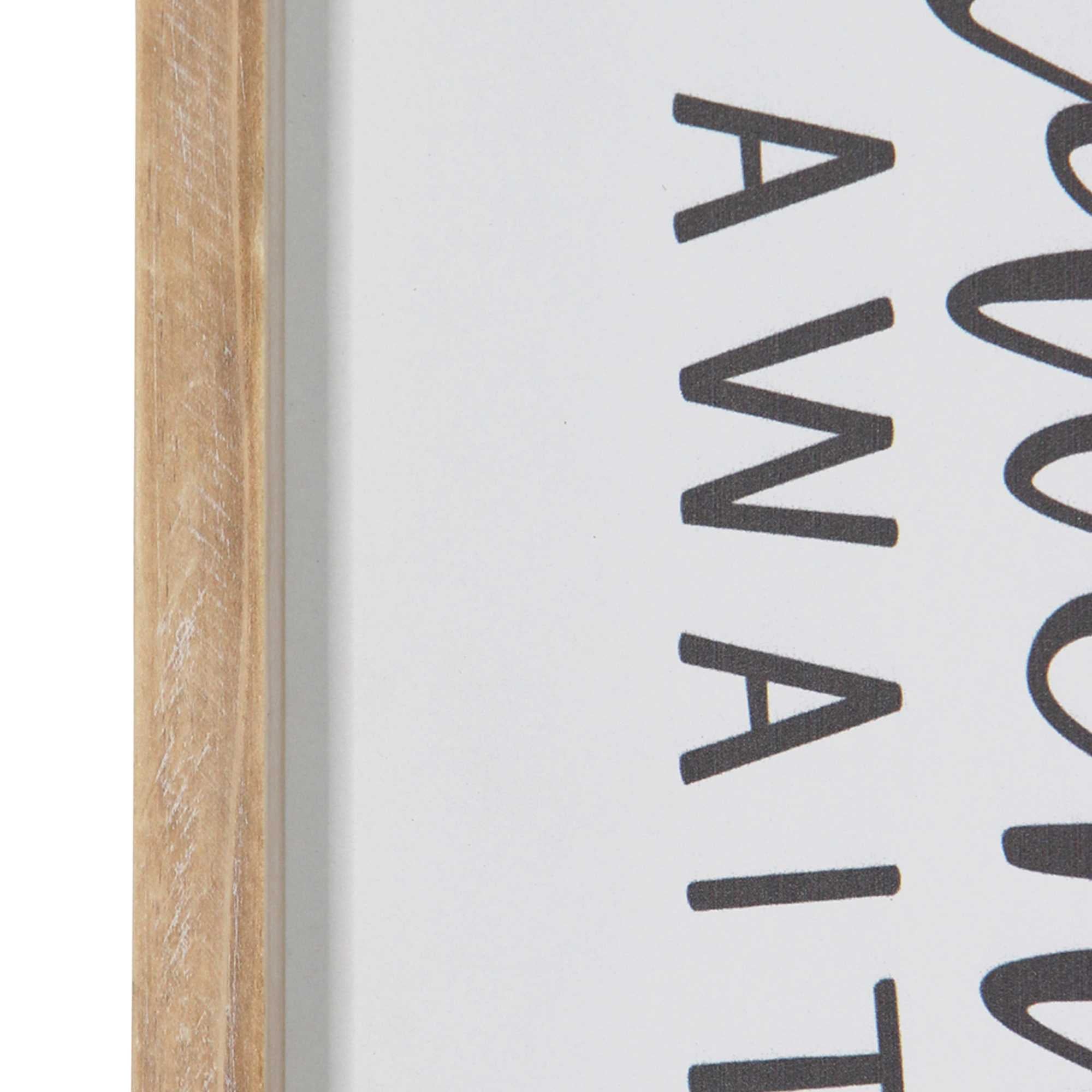 "Adventure Awaits" Natural White Wood Framed Wall Art