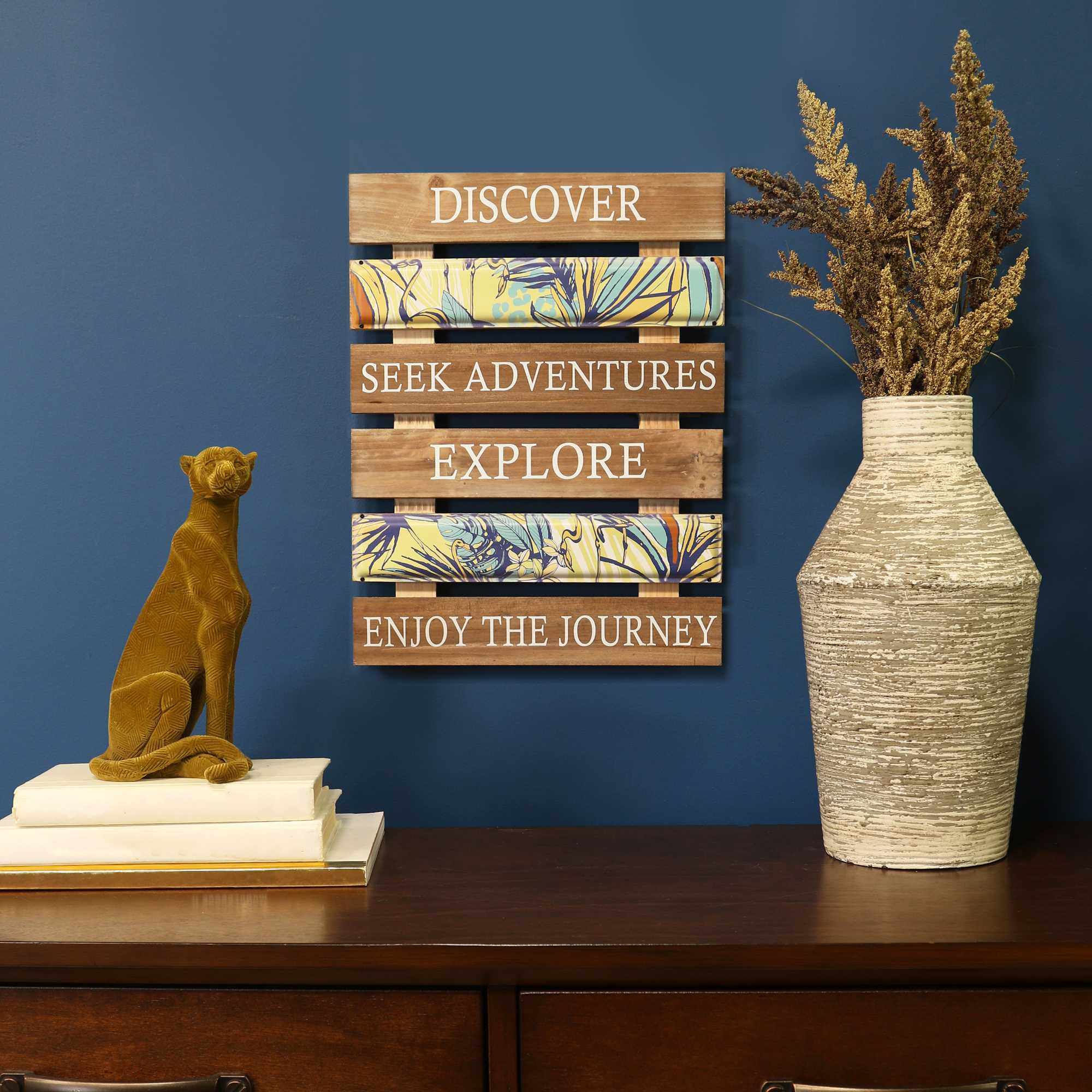 Jungle Themed "Enjoy the Journey" Wood and Metal Wall Art