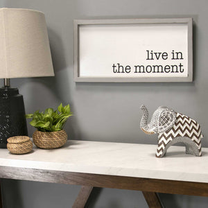 "Live in the Moment" Grey Wooden Framed Wall Art