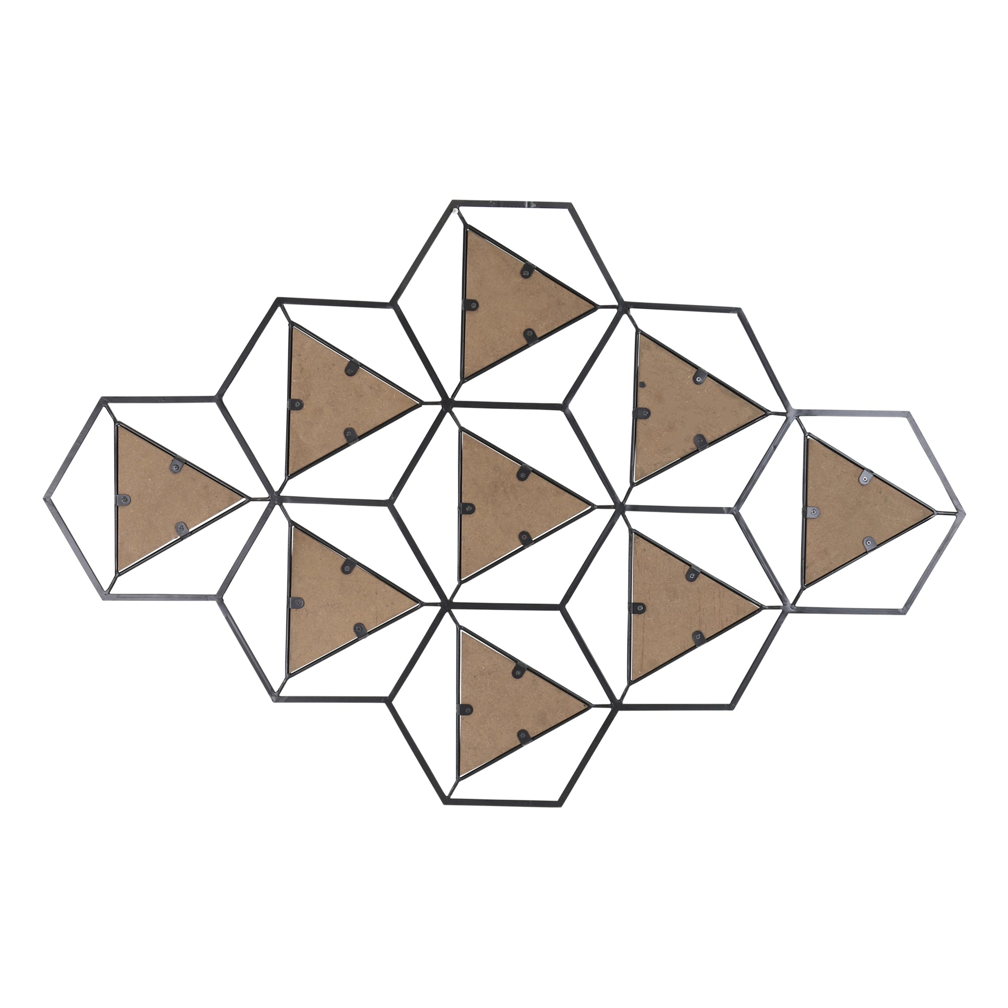 Triangle Abstract Metal and Wood Centerpiece