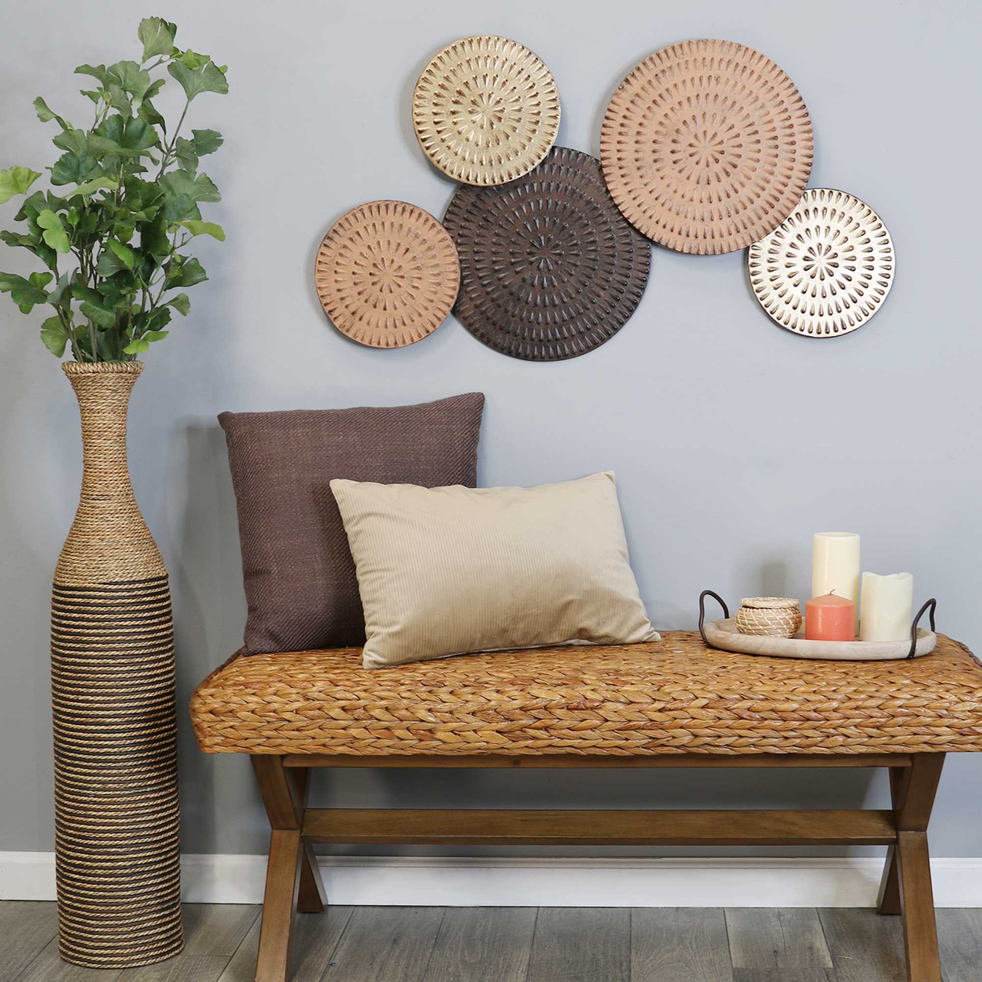 36"H Two-Tone Woven Rattan Floor Vase