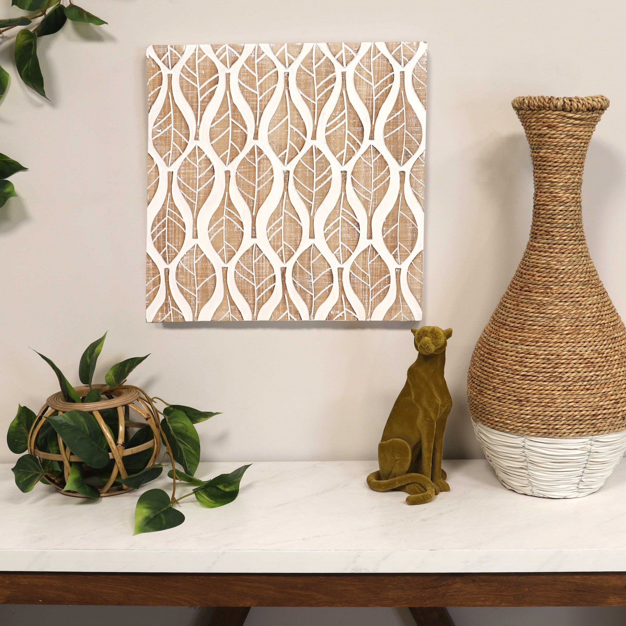 21.25" Two-Tone Woven Rattan Vase