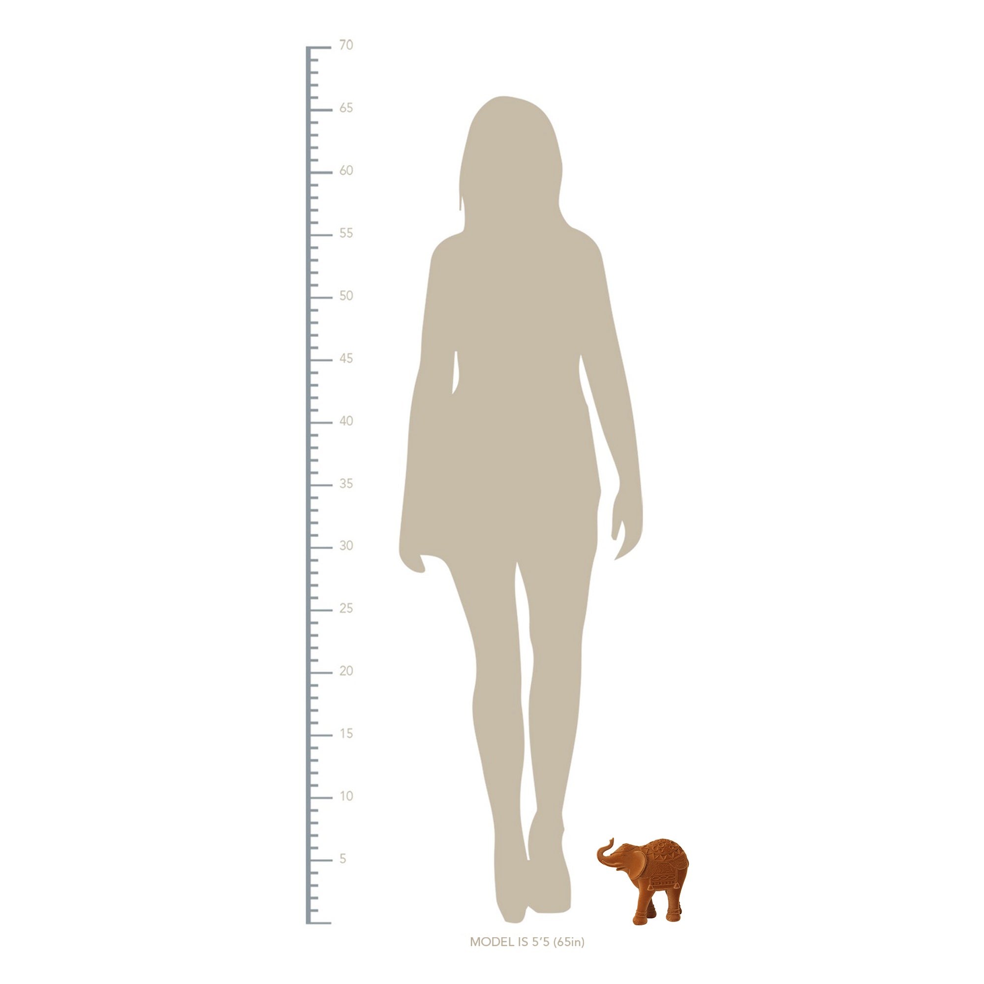 Burnt Orange Velvet Elephant Tabletop Sculpture