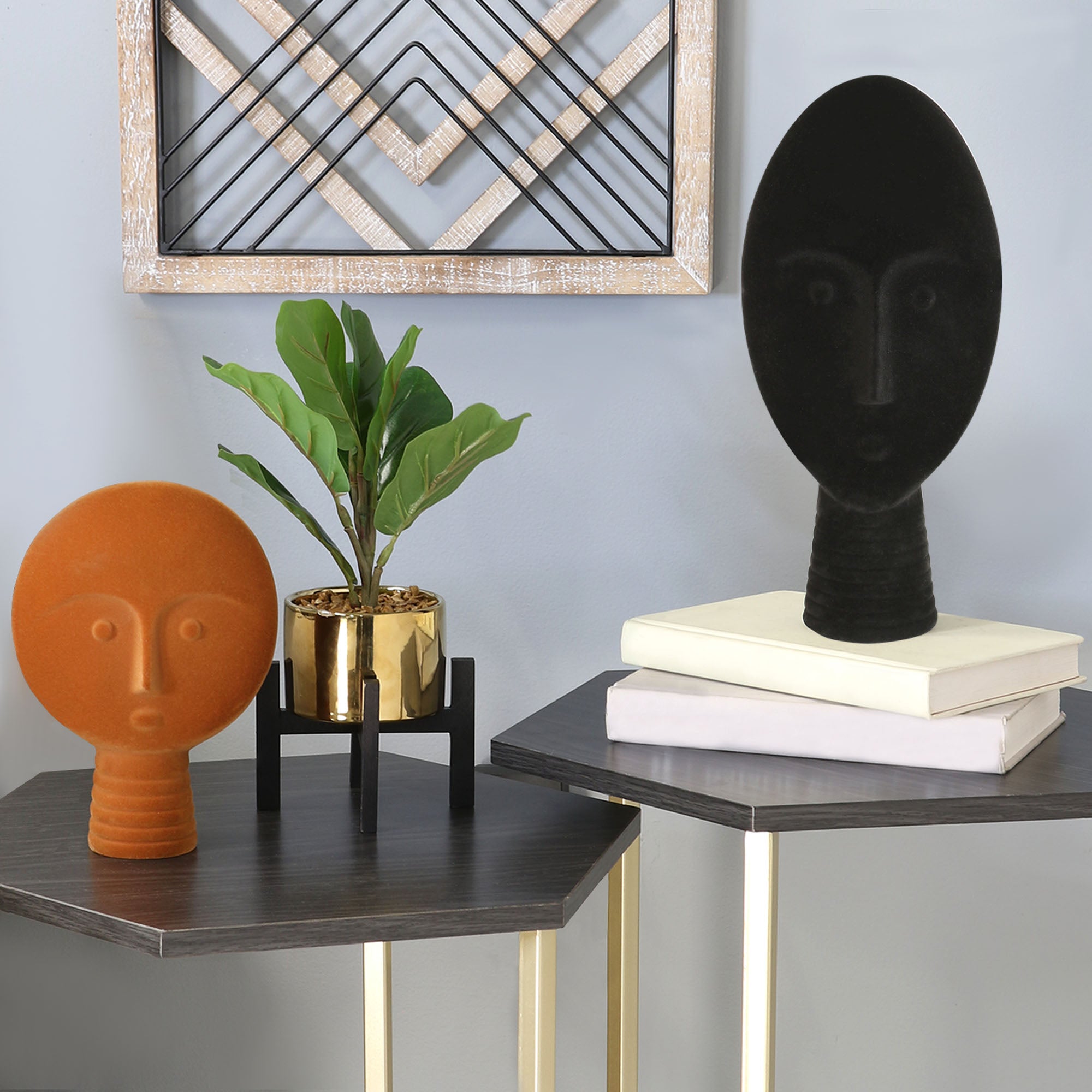 Orange Velvet Face Statue