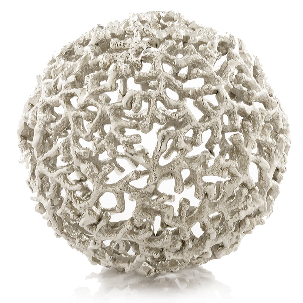 9" X 9" X 9" Silver Aluminum Coral Sphere