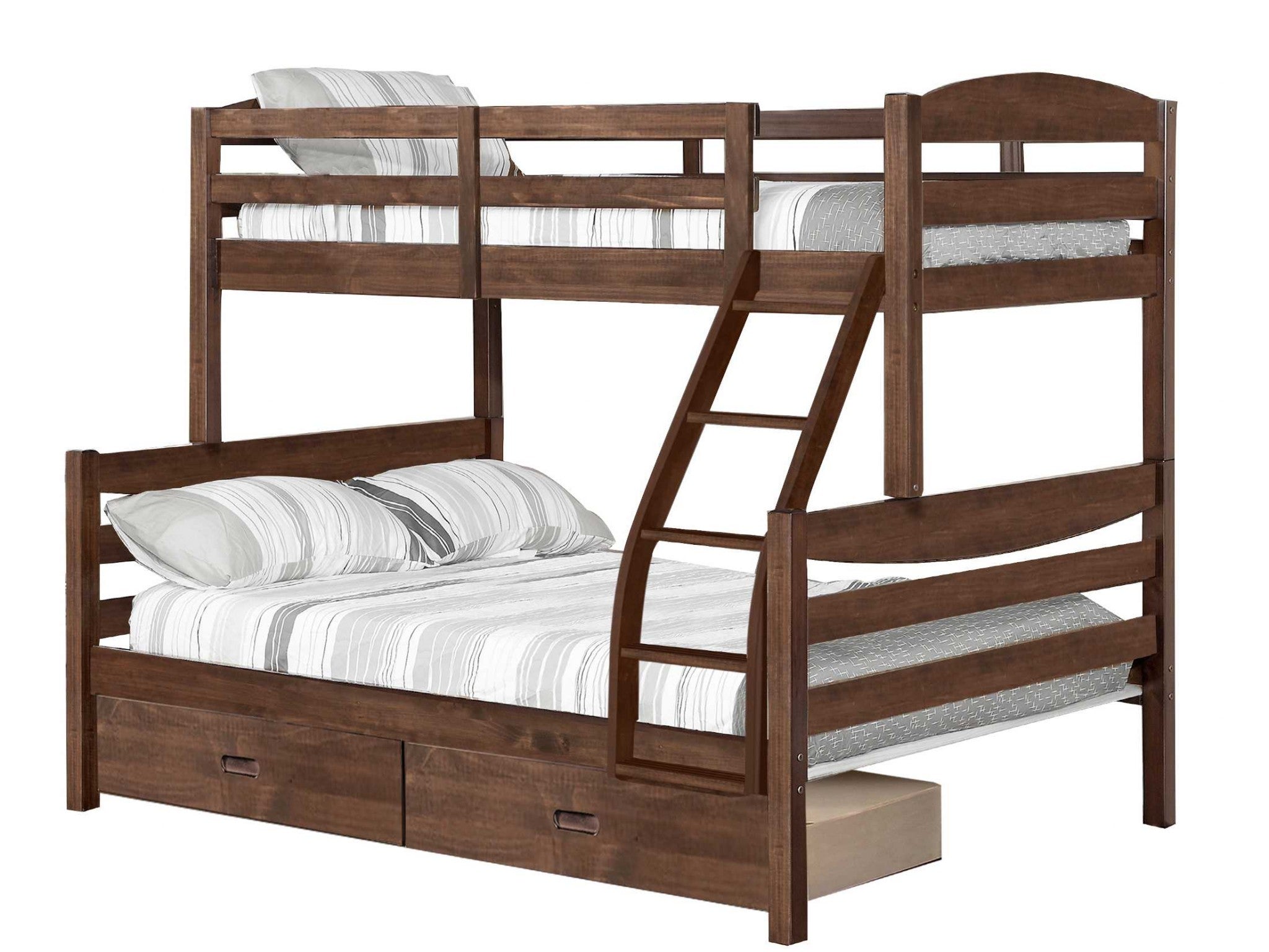 81" X 42.5-57.25" X 66.75" Brown Solid and Manufactured Wood Twin or Full Bunk Bed with 2 Drawers
