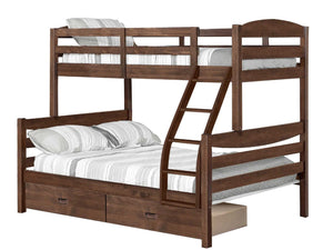 81" X 42.5-57.25" X 66.75" Brown Solid and Manufactured Wood Twin or Full Bunk Bed with 2 Drawers