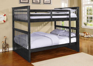 80.25" X 58.5" X 68.75" Charcoal Solid Wood and  Manufactured Wood Full or Full Bunk Bed