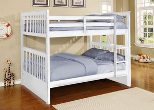 80.25" X 58.5" X 68.75" White Solid Wood and  Manufactured Wood Full or Full Bunk Bed