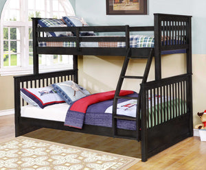 80.5" X 41.5-57.5" X 70.25" Charcoal Manufactured Wood and  Solid Wood Twin or Full Bunk Bed