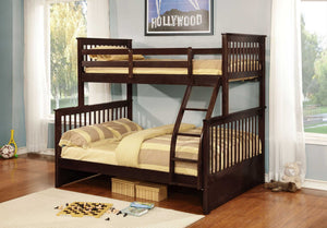 80.5" X 41.5-57.5" X 70.25" Brown Manufactured Wood and  Solid Wood Twin or Full Bunk Bed